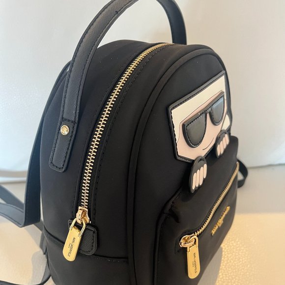 NWT KARL LAGERFELD PARIS AMOUR NYLON BACKPACK PURSE TOTE BLACK $198